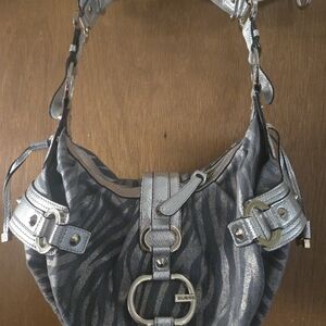 Vintage Guess Y2K Metallic Zebra Print Shoulder Bag